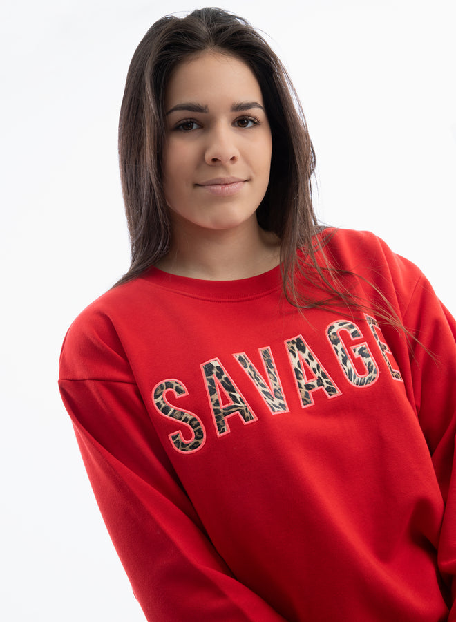 be savage, not average red/leopard/hot pink - sweater