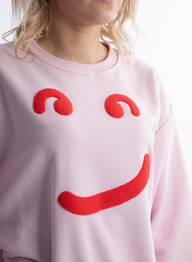 put on a happy face sweet pink/red - sweater