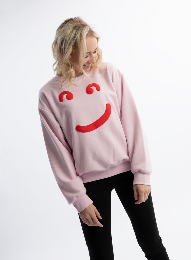 put on a happy face sweet pink/red - sweater